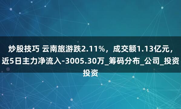 炒股技巧 云南旅游跌2.11%，成交额1.13亿元，近5日主力净流入-3005.30万_筹码分布_公司_投资